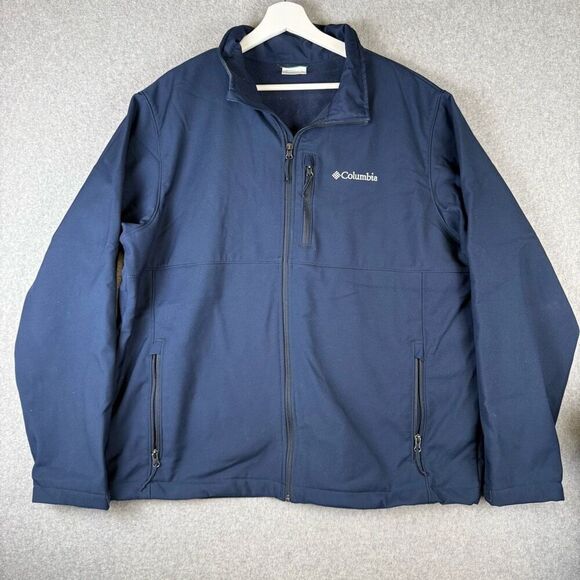 Columbia Mens Size XL Full Zip Front Jacket Blue Fleece Lined Zippered Pockets - Picture 1 of 7
